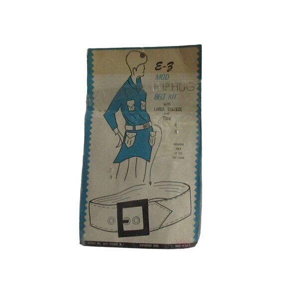 Vintage 1960's Belt Kit Hiphug Hiphugger E-Z Sewing Vinyl White True Mod Garage - Picture 1 of 6